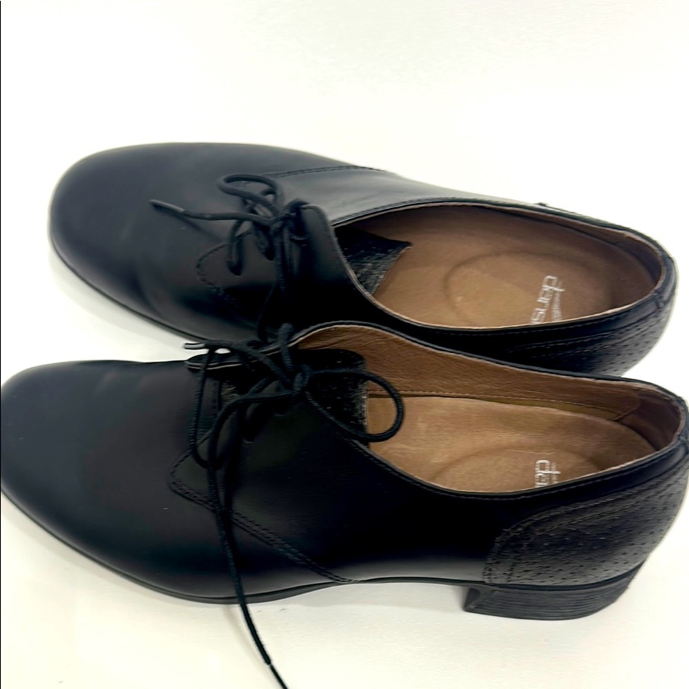 Dansko Black Leather Louise Lace Up Oxford Heeled Loafers shoes size 40